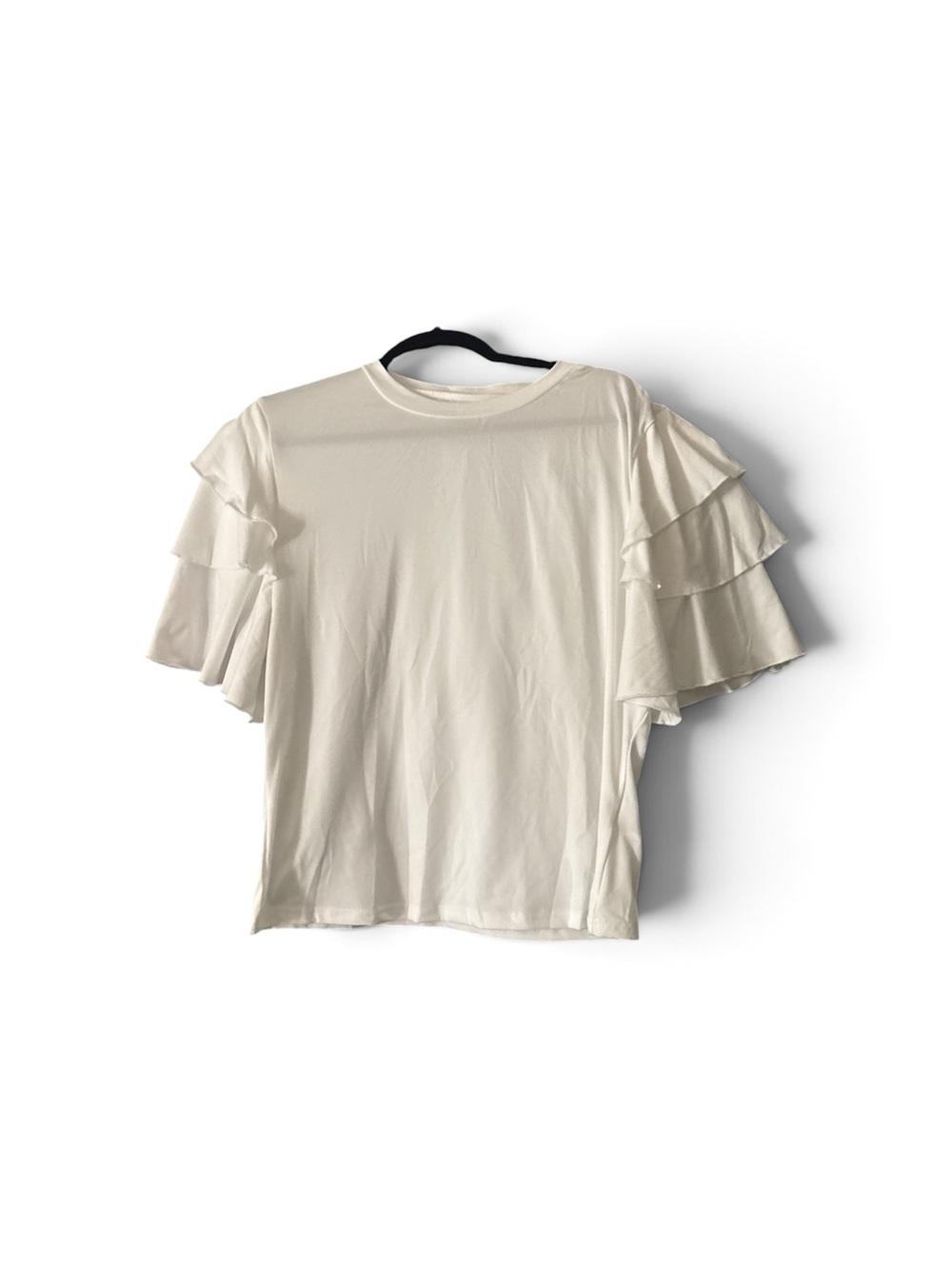 SHEIN Cream Layered Ruffle Short Sleeve Tee